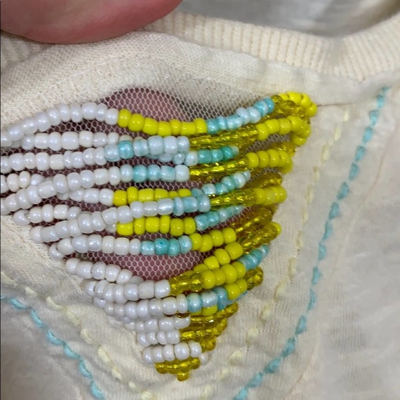 Free People Fire Island Knit Peach Colored 3/4 Sleeve Blouse - Picture 3 of 6